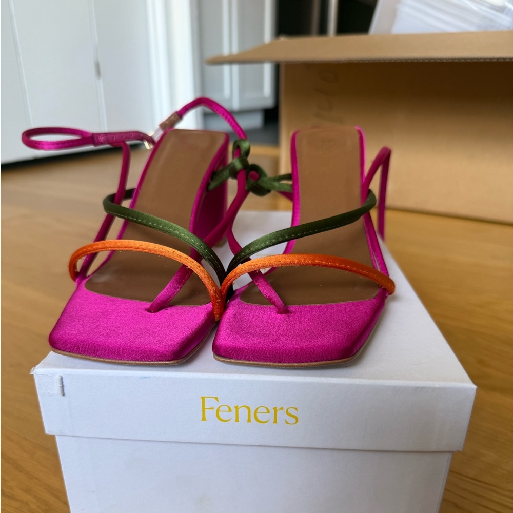 Feners Satin Block Heel